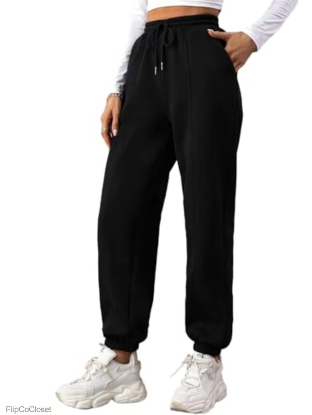 High Waisted Fleece Lined Joggers Tapered Sweatpants